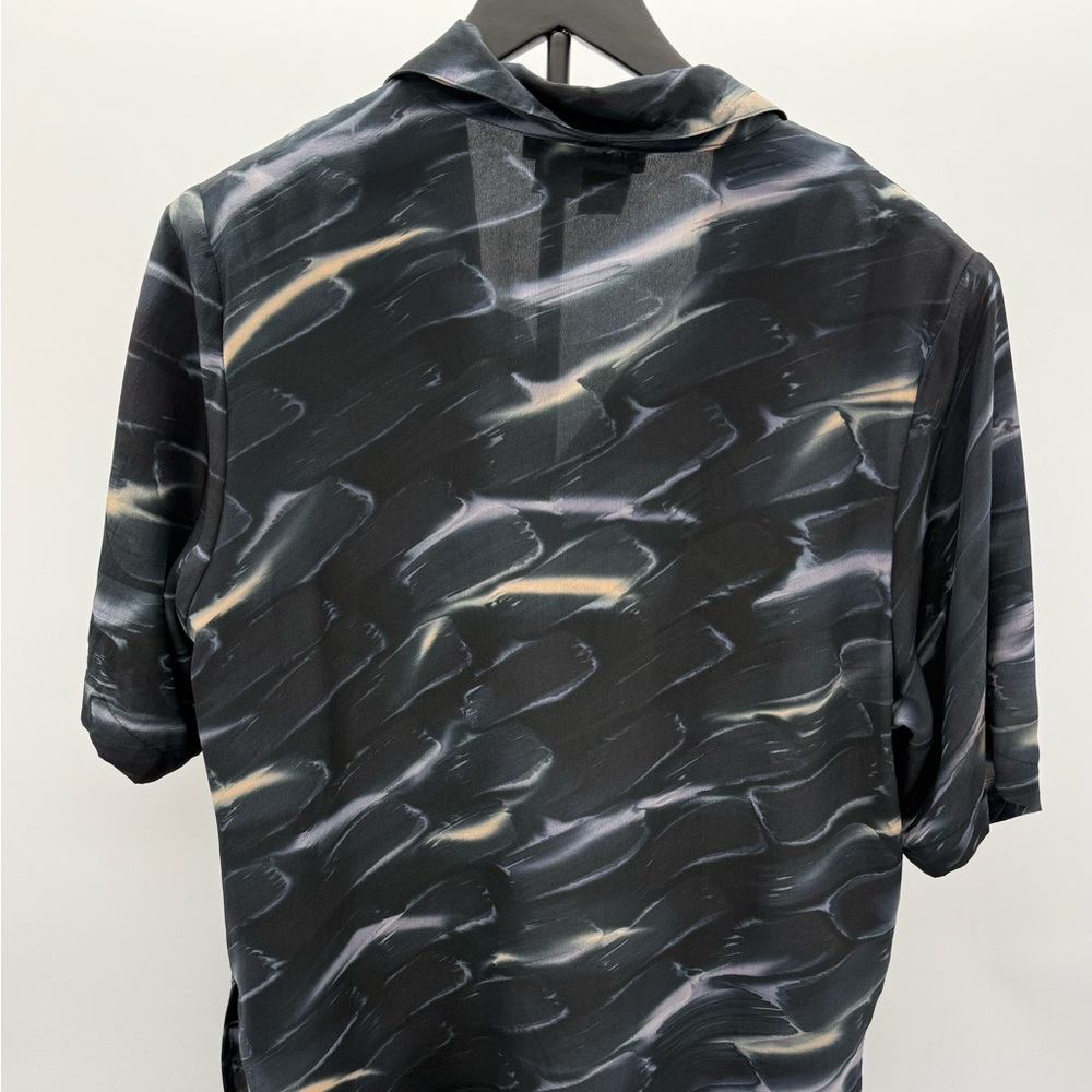 Aliki Yamani Creations Silk Blouse Womens Medium Black Abstract Button Front - Picture 2 of 8